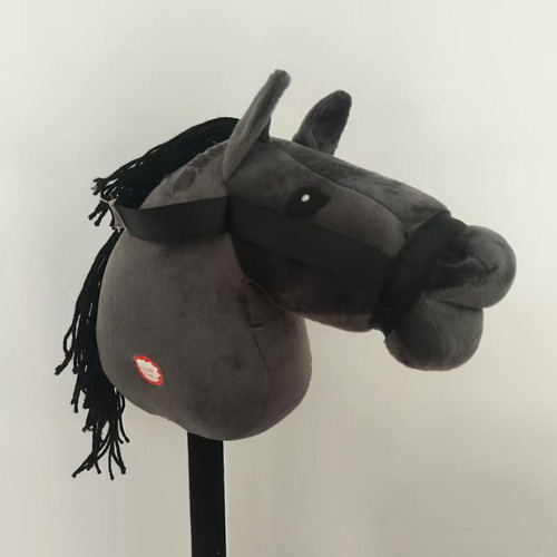 Bastón De Peluche Para Montar , Cabeza Cosida A Mano, Negro