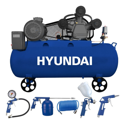 Compresor De Banda 350 L 7.5 Hp Trifasico Hyundai Industrial