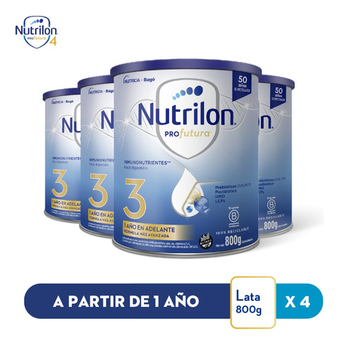 Leche En Polvo Nutrilon Profutura 3 Lata 800 Gr X 4 Un