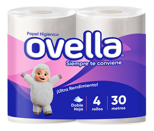 Papel Higiénico Ovella Doble Hoja 30 Metro 32 Unidad