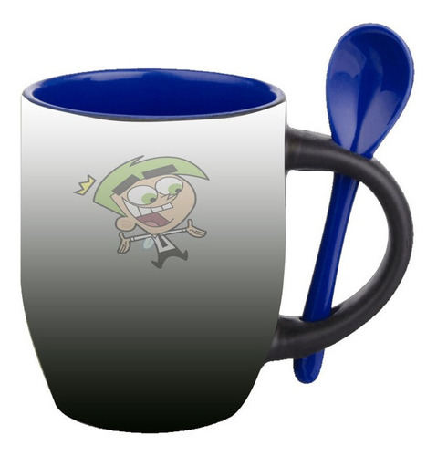 Mug Magico Con Cuchara Dibujos Animados   R119
