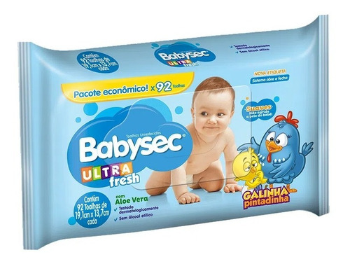 Imagem 2 de 4 de Lenço Umedecido Babysec Galinha Pint Ultrafresh 92 Unids