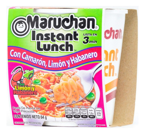 Maruchan Ramen Instantáneo Camarón, Limón - Pack 12 Unidades