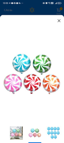 40 Globo Metalicos Caramelos Paletas Lollipop #18 , 45cm