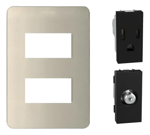 comprar Placa Perla 2 Modulos Contacto Bebe Y Toma Tv Quinziño Go