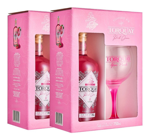 Kit 2 Gin Torquay Pink Queen 750 Ml+taça De Vidro Original