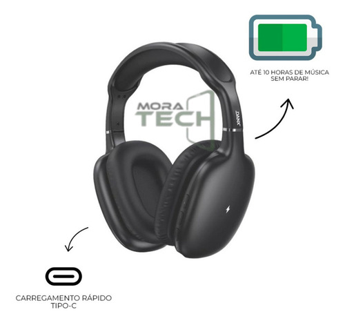 Fone De Ouvido Estéreo Sem Fio Bluetooth 5.3 Mymusic Df71 Cor Preto Luz Não Aplica