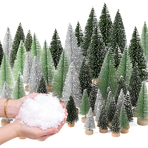 30 Árboles Navideños Mini Con Nieve Artificial