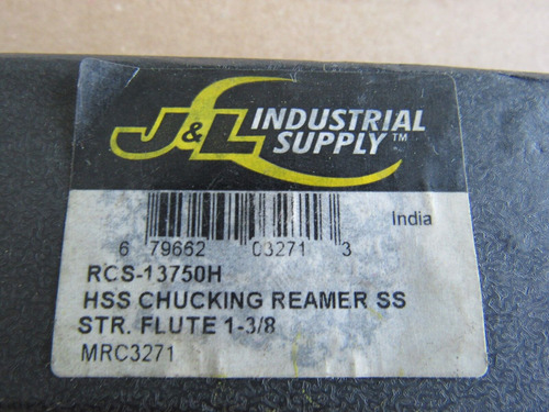 J&l Rcs-13750h Hss Chucking Reamer Ss, 12 Oal, Str Flut Ccf