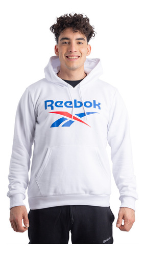 Buzo Reebok Identity Big Stacked Logo Hombre Moda Blanco