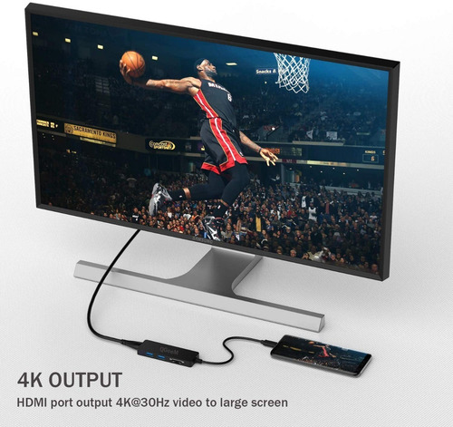 Imagen 7 de 7 de Hub Usb-c - 2 Port Usb 3.0 - Hdmi 4k 30hz Lector Sd/microsd