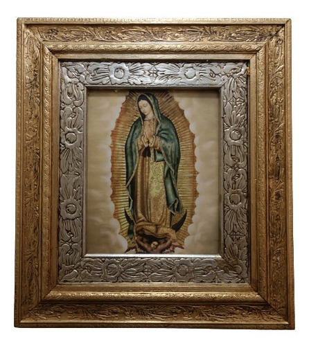 Virgen De Guadalupe B En Marco Hoja De Oro 40 X 45 Cms . 