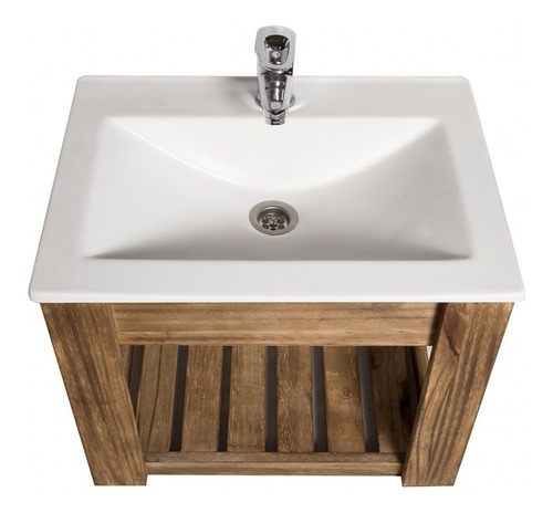 Imagen 2 de 3 de Vanitory Colgante 50cm Madera Bacha Griferia Envio Gratis