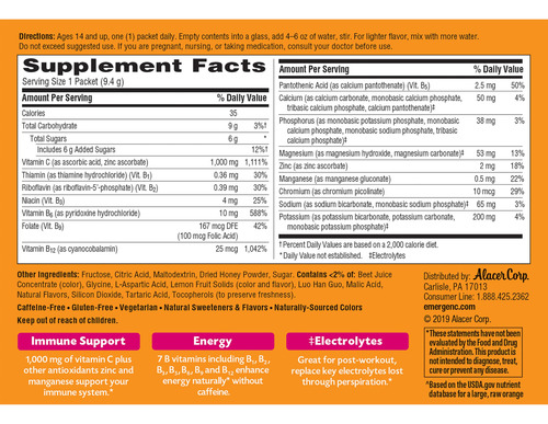Emergen-c Polvo Vitamina C 1000 Mg Limonada Rosa 30 Sobres