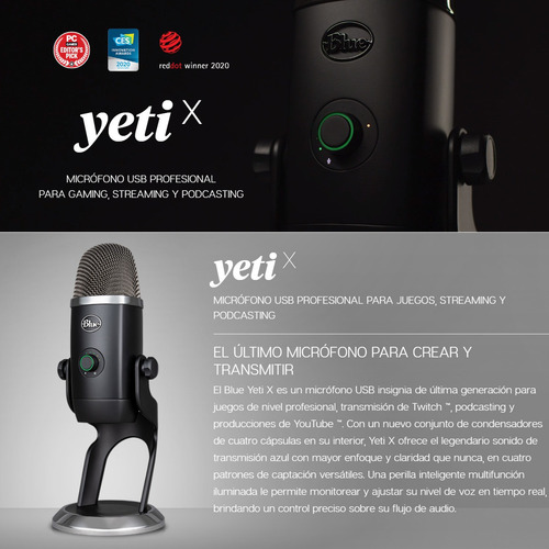 Micrófono Usb Profesional Blue Yeti X, Grabación / Streaming