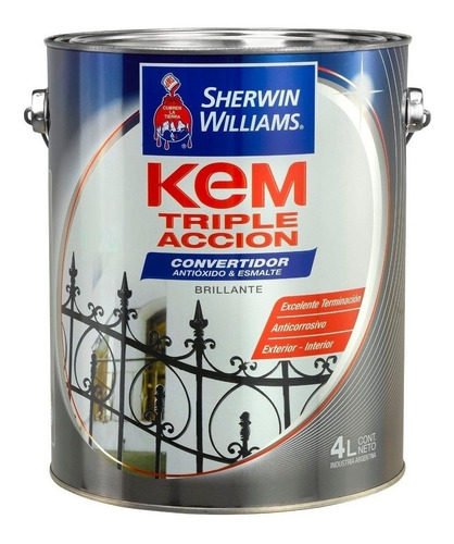 Kem Triple Esmalte Antioxido 1 Litro Negro Brillante Pintura