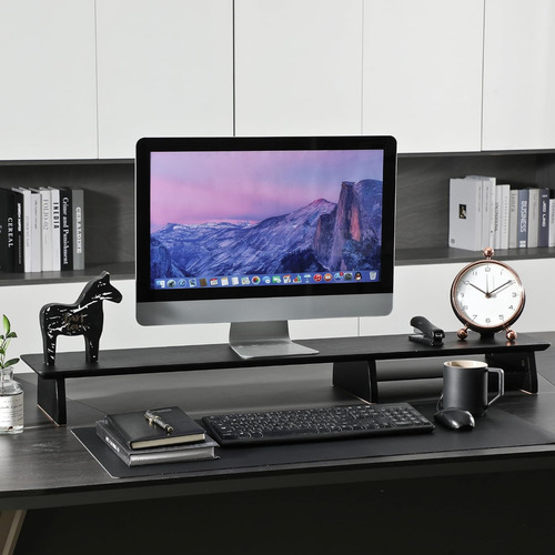 Ive Design Soporte De Monitor De Madera Negro Mate Para Escr