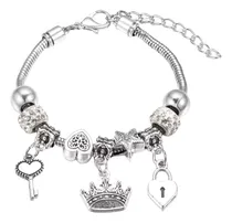Comprar Pulsera Ajustable Acero Plateado Con Dijes