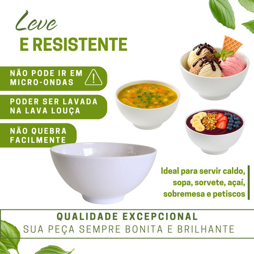 150 Tigelas Cumbuca Resistente 400ml Melamine Caldo Sopa