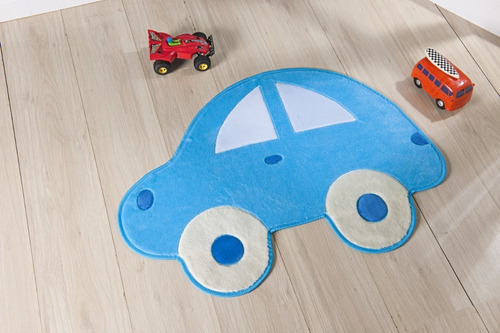 Tapete Carro Fusca Grande Pelúcia Infantil Antiderrapante Cor Azul-turquesa