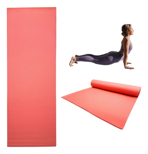 Tapete Yoga Pilates Fitness Antiderrapante Gym 6mm Espesor Color Coral