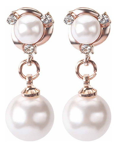 Pendientes De Diamantes Y Perlas A La Moda Para Mujer E, 1 P