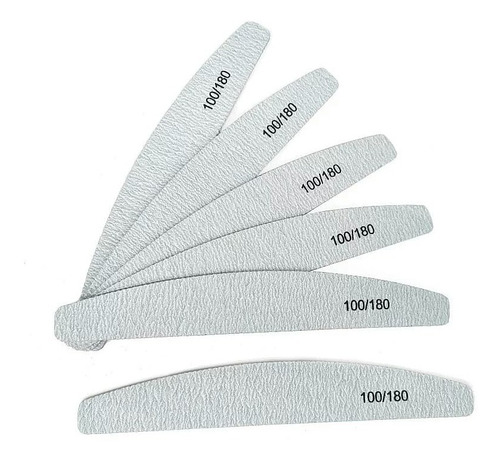 Lima Gris 100/180 Set X6 Unidades Pulido De Uñas Acrilico