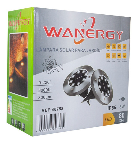 8 Lamparas Solares Recargable Luces Para Exteriores Jardín Estructura Plateado