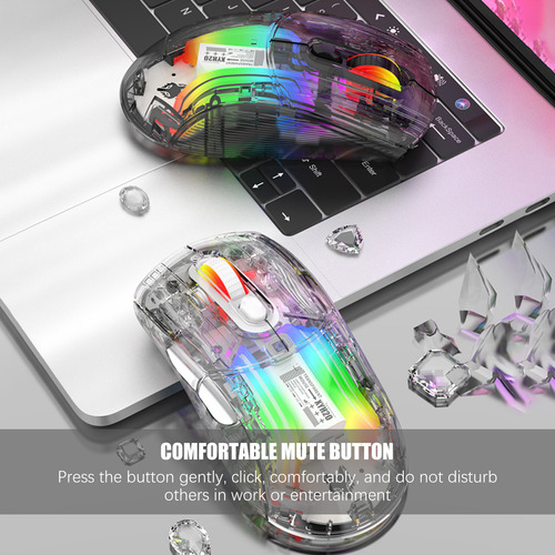 Ratón Inalámbrico Rgb Transparente De 3 Modos Bt5.0 Para Jue