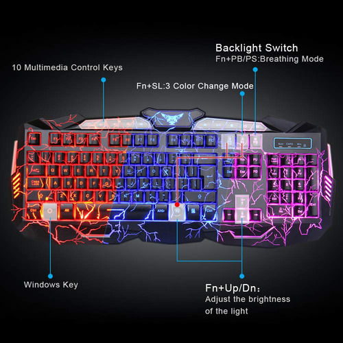 Combo De Teclado Y Mouse Para Juegos Con Retroiluminación