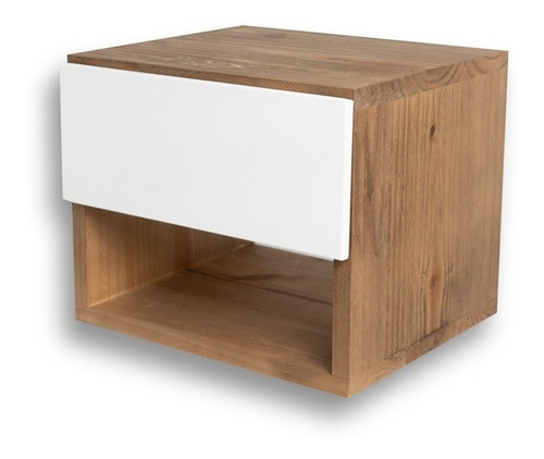 Imagen 2 de 10 de Mesa Mesita Luz Flotante Con Cajon Corredera Metal Vintage