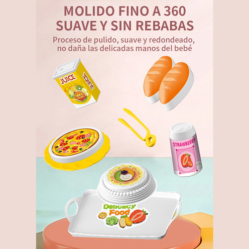 Mini Juego De Cocina De Juguete Educativo Con Platos Comida Color Azul