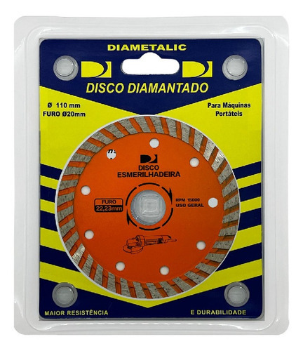 Disco Diamantado 4.1/2 Turbo Esmerilhadeira Mármore Granito Cor Laranja