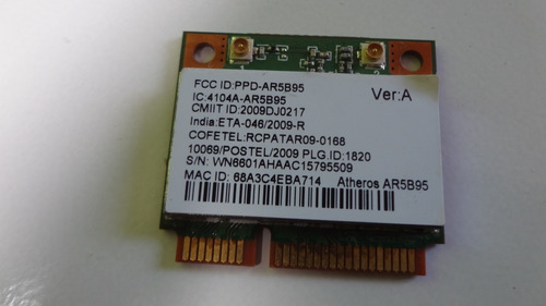 Placa Wireless Do Notebook Acer Aspire 5250 Bz600