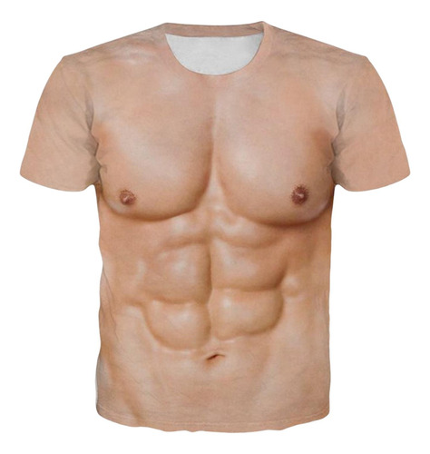 Moda Muscle T T, 3d Falso Abs Para Hombres Verano Hombre