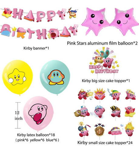 L Kirby Set De Fiesta Decoración De Cumpleaños Con Globos