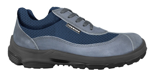 Imagen 3 de 10 de Calzado Conwork Ergon 105za Nobuck Gris Doble Frontura Azul