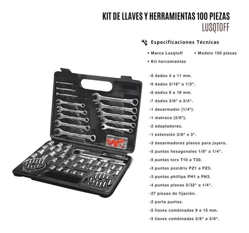 Imagen 3 de 8 de Juego De Herramientas Petrul 100 Piezas 22980 Tubos + Llaves