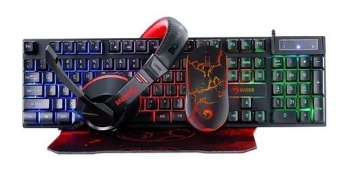 Paquete De 2 Kit Gamer 4en1 Marvo Cm409 Teclado Mouse Hs Tap