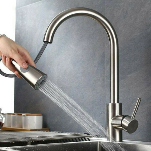 Canilla Monocomando Extensible Grifería Flexible Cocina Mesada Resistente Moderna Frio Calor