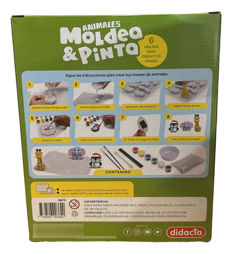 Juego Kit De Arte En Yeso Con Moldes Animales Para Pintar