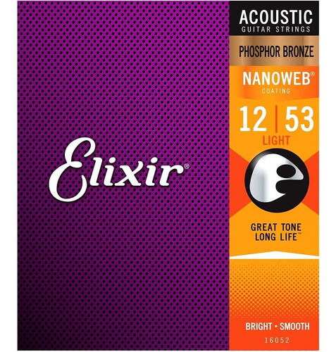 Imagen 1 de 3 de Cuerdas De Guitarra Elixir 16052 Calibre (12-53)
