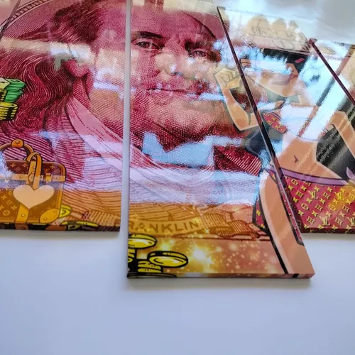 Cuadro Decorativo Moderno Billete 100 Dolares 5 Piezas