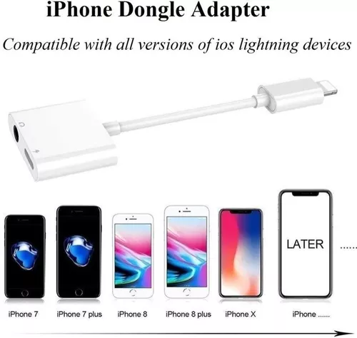 CABLE ADAPTADOR LIGHTNING AURICULARES AUDIO JACK PARA IPHONE 7 8