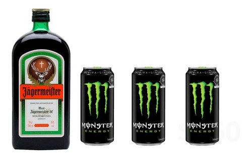 Licor Jagermeister Botella 710 Ml + 3 Monster Lata 473 Ml