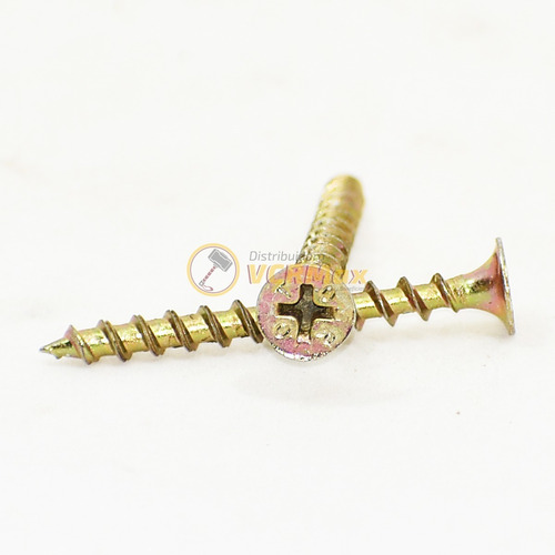 Imagen 5 de 10 de Tornillo Fix Turbo Aguja Zincado Oro 5x45 X 200 U Madera
