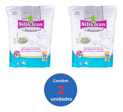 Kit Com 2 Unidades Areia Para Gato Siliclean 1,7kg Chalesco