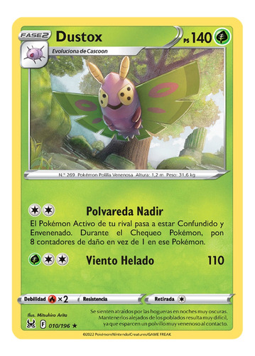 Pokemon Dustox 010/196 Reverse Español Lost Origin  Lor