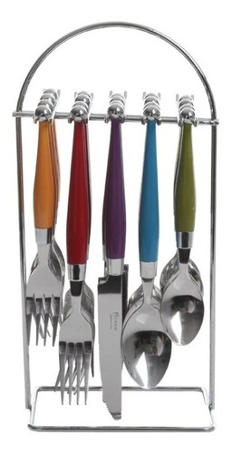 Set De 20 Cubiertos De Colores Gibson Home Con Rack 