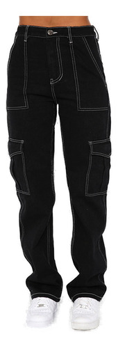 Pantalones Cargo De Talle Alto Loose Street Y Piernas Anchas